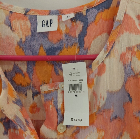 GAP Women's Floral Blouse - Orange, Pink, Blue - Picture 2 of 2